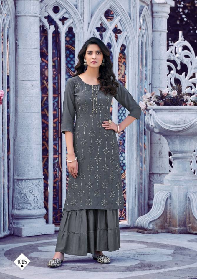 Parra Fiza 1 Heavy Festive Wear Rayon Designer Kurti With Palazzo Collection